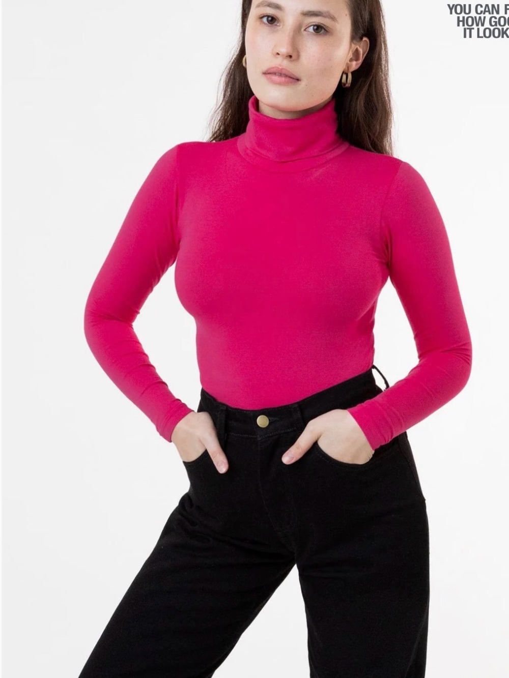 Los Angeles Apparel Hot Pink Turtleneck Top